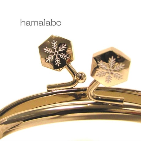 【HA-1469】10cmくし型の口金(六花-雪の結晶×シルバー)