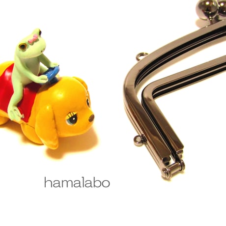 【HA-813】親子口金 20.4cm(大玉×ブラック)・カン付き