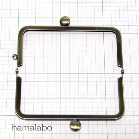 【HA-1240】スマイル刻印の碁石口金 12cm/角型(アンティークゴールド)