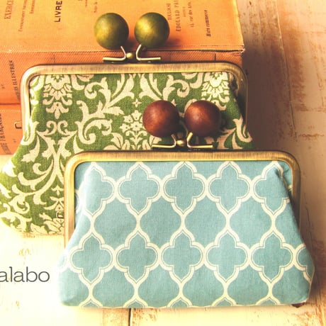 【HA-1762】親子口金 12cm(茶色の木キューブ×アンティークゴールド)