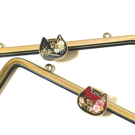 【HA-1680】<レジン用口金>オコシ式口金18cm/角型(ネコ×アンティークゴールド)カン付き