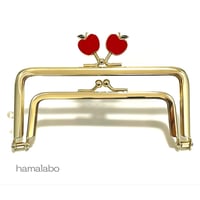 初回特価！【HA-2552】親子口金 12cm/赤リンゴ×ゴールド