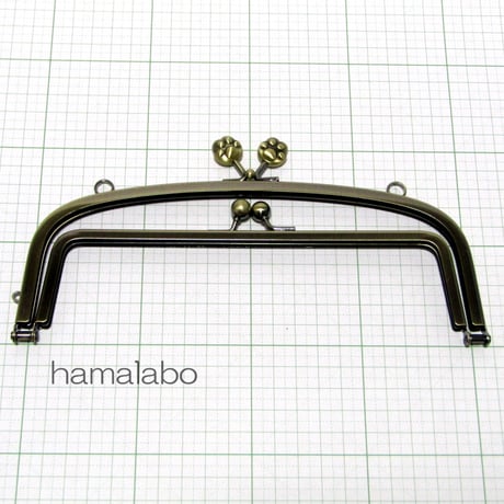 【HA-809】親子口金 20.4cm(肉球×アンティーク)・カン付き