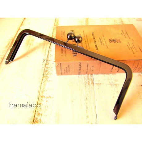(販売休止)【HA-487】24cm大玉口金/角型/ブラック/＋(プラス)