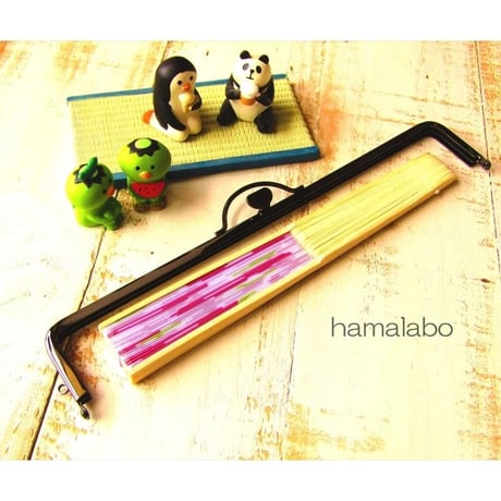 【HA-1620】持ち手付きの押し口金25.5cm/角型(ブラック)-扇子入れ用-