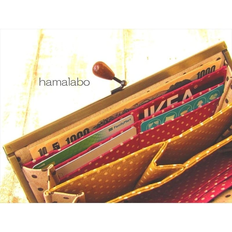 ガシャ髑髏 ハンドメイド がま口バッグ お薬手帳ケース 浮き足がま口長財布