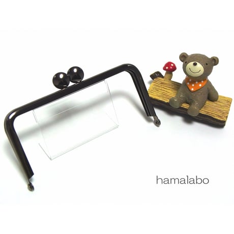 【HA-1397】12cm/角型口金(ブラック)-碁石つまみ-