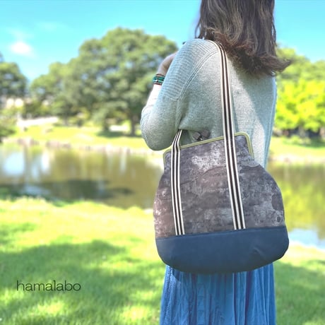 【KT-2139】大きめ＆スリム型！がま口トートバッグ(持ち手付き)の型紙＆レシピ【24cm/角型用】