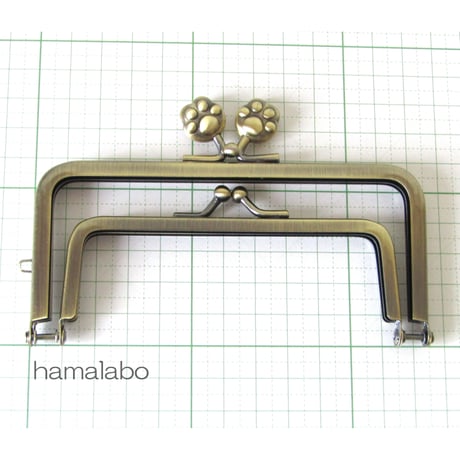 【HA-1112】親子口金 12cm(肉球×アンティークゴールド)