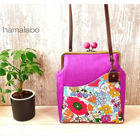 【KT-2093】縦長版！がま口ポケットショルダーバッグ(ミニ)の型紙＆レシピ【18cm/角型用】