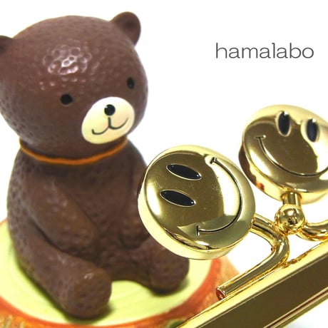 【HA-1375】18cm/角型(スマイル君ゴールド×ゴールド)・カン付き