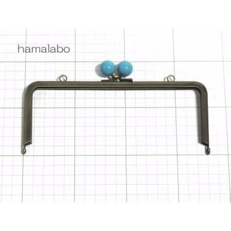 【HA-1215】18cm/角型(ブルー玉×アンティークゴールド)・カン付き