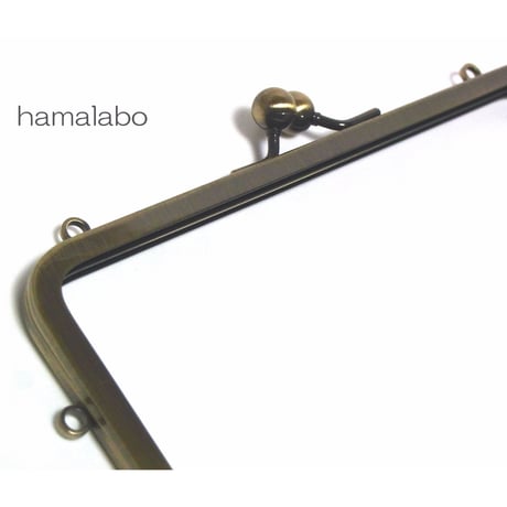 【HA-1431】16.5cm/角型の口金(ミニアメ玉＆足長)・カン付き/アンティークゴールド