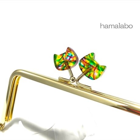 【HA-2500】12cm角型口金/ネコ型(レトロ模様)/ゴールド