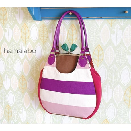 【KT-2119】がま口あおりミニバッグの型紙＆レシピ【18cm/くし型用】