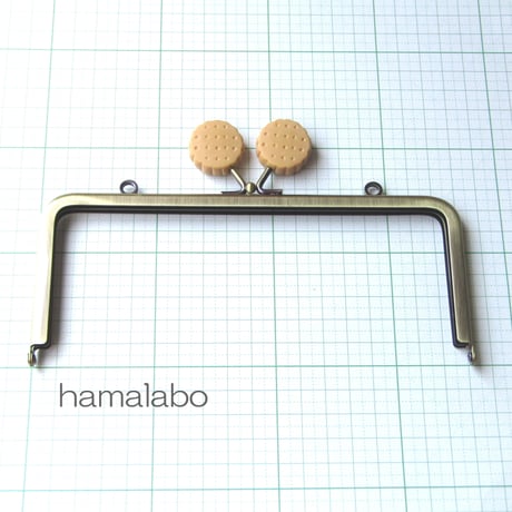 【HA-427】<ビスケット口金>18cm/角型(アンティークゴールド)・カン付き