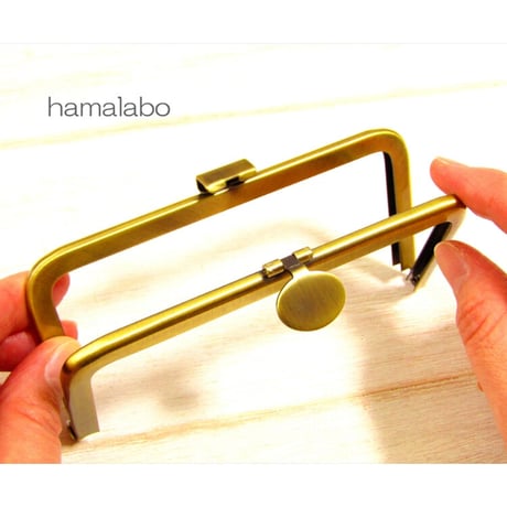 <廃盤予定>【HA-2061】オコシ式口金12cm/角型(丸型金具×アンティークゴールド)