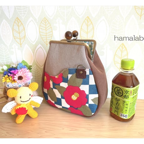 【KT-2132】【サコッシュ風】がま口ポケットショルダーポーチ(丸底マチあり)の型紙＆レシピ【12cm/角型用】