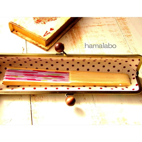 【HA-1648】25.5cm/角型(茶色の木玉×アンティークゴールド)-扇子入れ用-