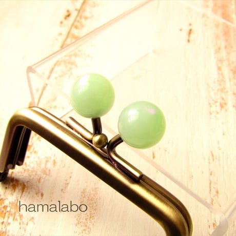 【HA-1901】7.5cm/角型口金(オーロラグリーン×アンティークゴールド)