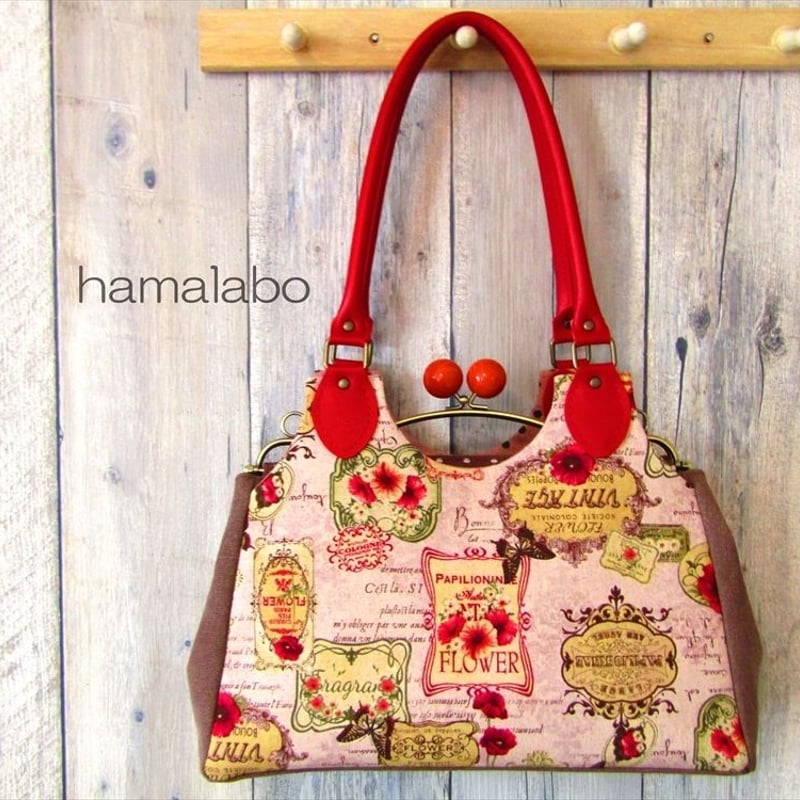 KT-2042】ベンリーがま口式あおりバッグの型紙＆レシピ【28cm用