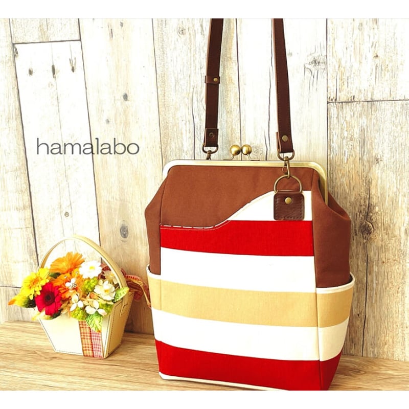 KT-2098】縦長版！A4が入る！がま口ポケットショルダーバッグの型紙