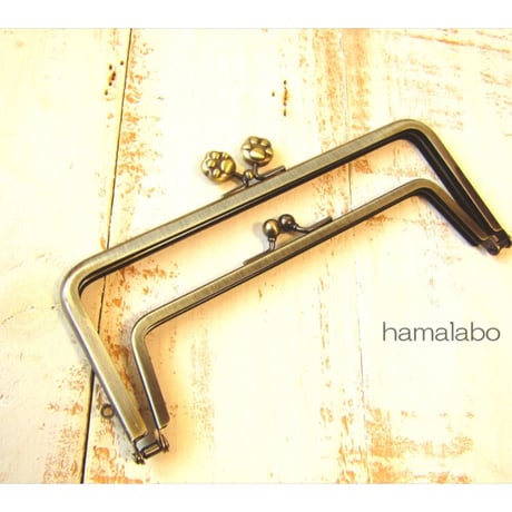 【HA-2090】親子口金18cm(肉球×アンティークゴールド)
