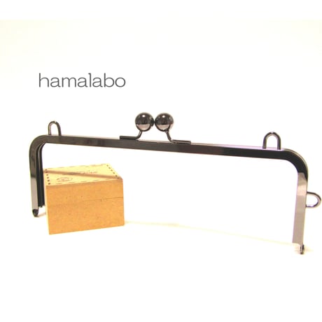 【HA-368】27cm大玉口金/角型ブラック/カン付き＋(プラス)