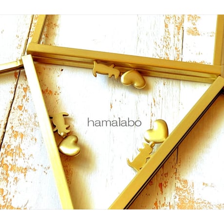 【HA-2064】ハートネコ太の口金 12cm浮き足(アンティークゴールド)