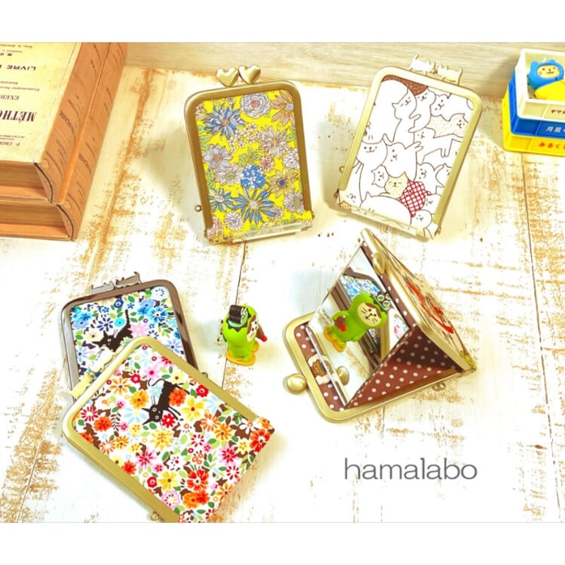 KT-2100】縦型がま口ミラーケース(立て鏡＆手鏡)の型紙＆レシピ【7.5cm