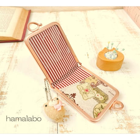 【HA-2110】リボン口金 7.5cm角型/足長タイプ (ソフトピンク)