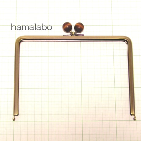【HA-1235】17.7cm/角型(茶色の木玉×アンティークゴールド)