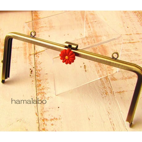【HA-1785】オコシ式口金18cm/角型(丸型金具×アンティークゴールド)カン付き