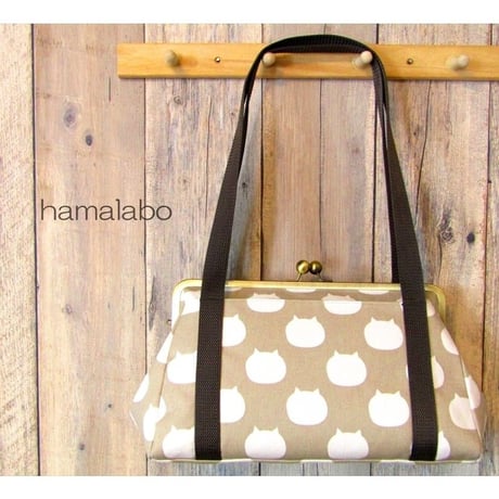 【HA-478】<特大>30cm大玉口金/角型/アンティークゴールド/＋(プラス)