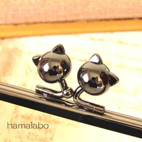 【HA-484】12cm/角型(ネコ玉×ブラック)