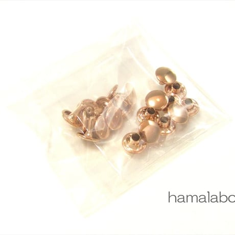 【HA-652】大カシメ両面　並足×10組セット(ローズゴールド・ピンクゴールド)