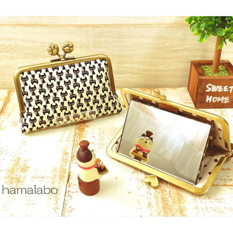 HA-1398】12cm/角型口金(アンティークゴールド)-碁石つまみ- | Hamalab
