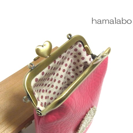 【HA-1920】ハート口金 8.5cm/角型(アンティークゴールド)・カン付き