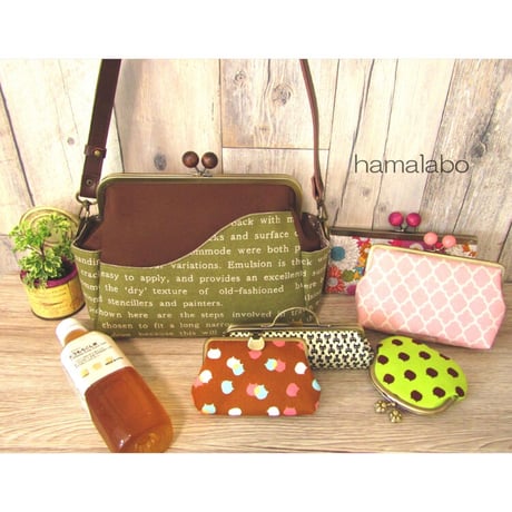 【KT-2078】がま口ポケットショルダーバッグの型紙＆レシピ【24cm/角型用】