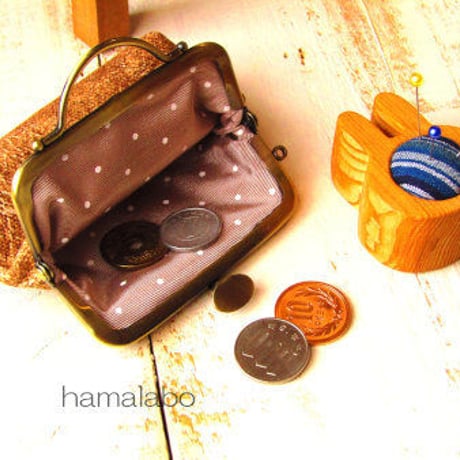 【HA-1575】持ち手付きの押し口金8.5cm/角型(アンティークゴールド)