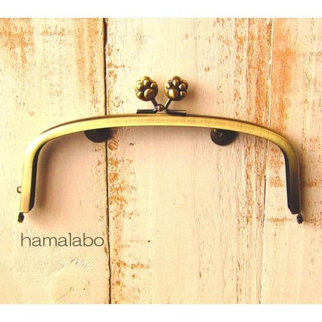【HA-1558】17cm/くし型の口金/(肉球×アンティークゴールド)