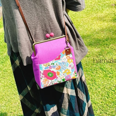 【KT-2093】縦長版！がま口ポケットショルダーバッグ(ミニ)の型紙＆レシピ【18cm/角型用】