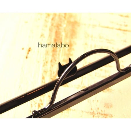 【HA-1626】ネコ型タイプ！持ち手付きの押し口金16.5cm/角型(ブラック)