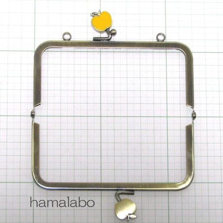 【HA-397】12cm/角型(黄リンゴ×アンティークゴールド)・カン付き