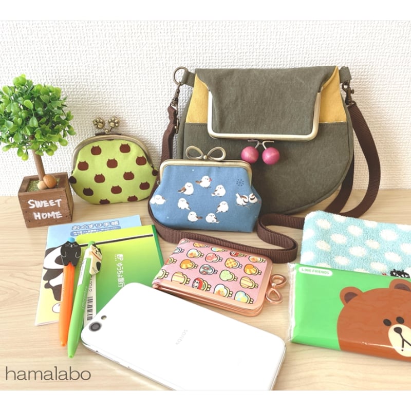 KT-2147】ラウンド型がま口サコッシュの型紙＆レシピ【12cm/角型用