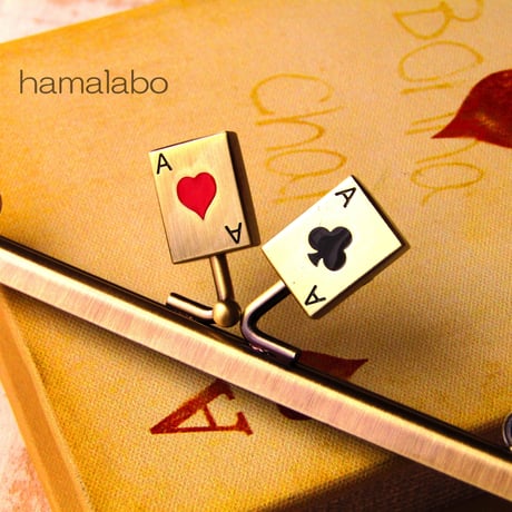 【HA-461】18cm角型の口金(トランプ×アンティークゴールド)・カン付き