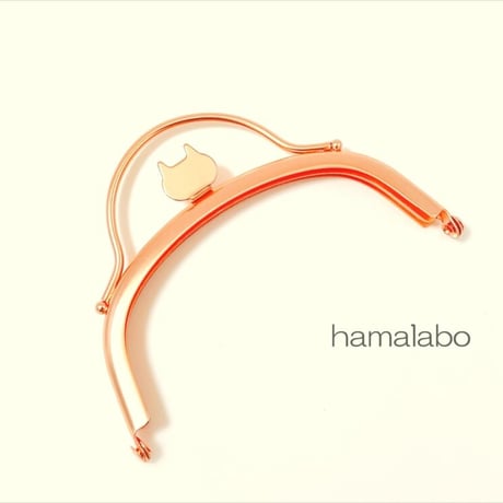 廃盤大特価セール！【HA-b1212】ネコ型タイプ！持ち手付きの押し口金10cm/くし型(ソフトピンク)