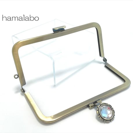 【HA-2255】オコシ式口金/12cm角型-クリアストーン付き