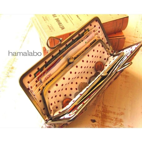 ☆特価☆【HA-1684】親子口金 22cm角型(リボン×碁石)アンティークゴールド