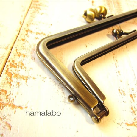 【HA-2091】親子口金18cm(ネコ玉×アンティークゴールド)